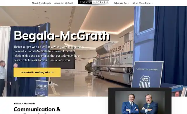 Screenshot of the homepage of the Begala-McGrath Homepage Screenshot website, designed and built by BrandUs of Victoria, TX