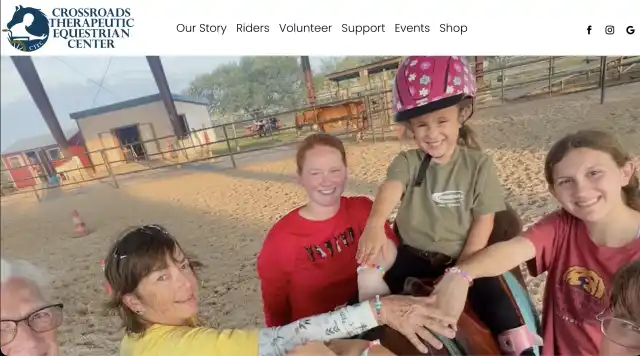 Screenshot of the homepage of the Crossroads Therapeutic Equestrian Center Homepage Screenshot website, designed and built by BrandUs of Victoria, TX
