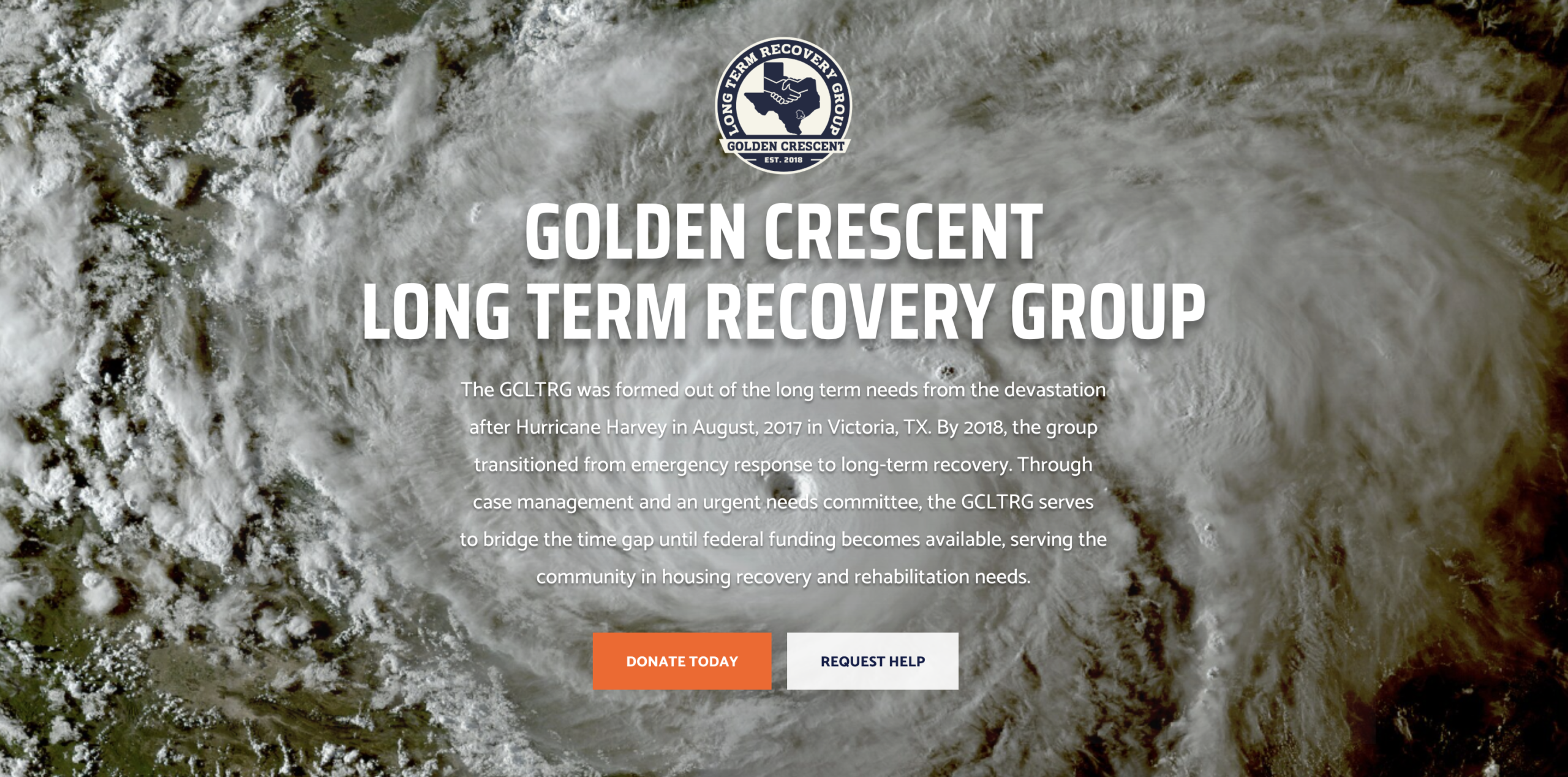 Screenshot of the homepage of the Golden Crescent Habitat for Humanity homepage, designed and built by BrandUs of Victoria, TX